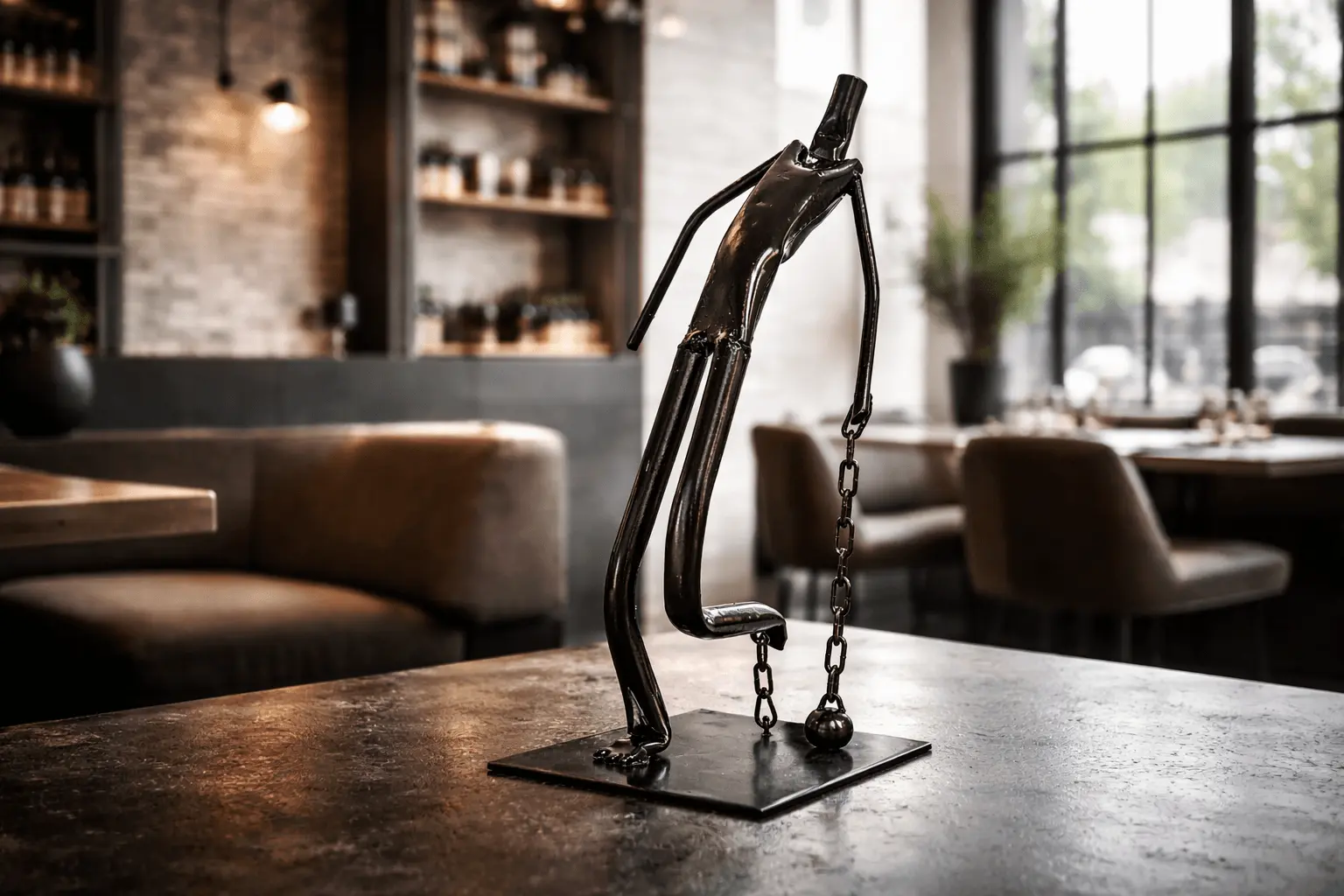 Breaking point – Powerful Metal Sculpture with Chains and Shackles – Unique Art Piece