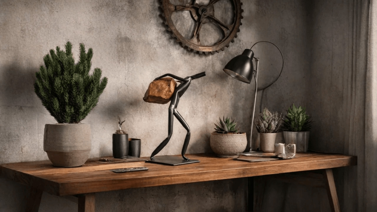 contemporary sculpture art in modern interior